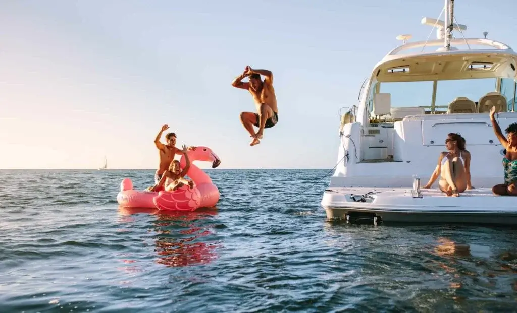 Frienfs having fun at a yatch