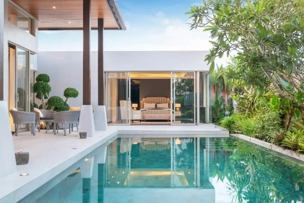 Modern swimming pool area